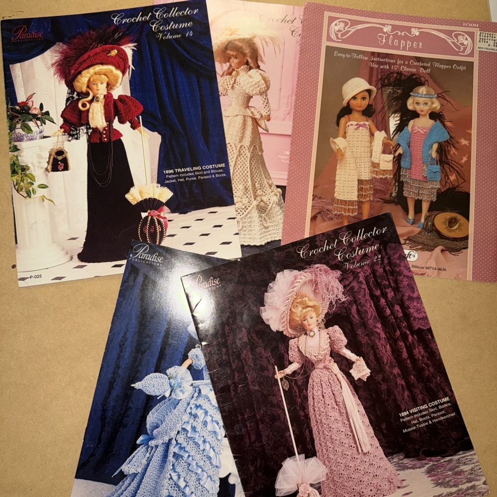 Lot‎ Of 5 Vintage Paradise Publications Crochet Collector Costume Patterns